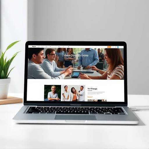 A web design layout displayed on a laptop screen, showcasing a responsive design that adapts to different screen sizes.