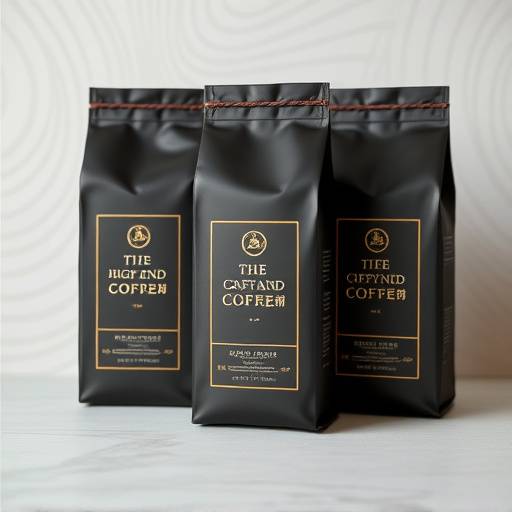 Packaging design for a high-end coffee brand, with elegant and minimalist aesthetics.