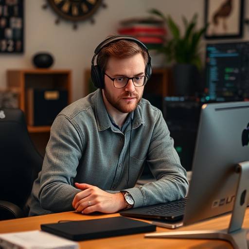 Photo of Ben Carter, UI/UX Designer, looking focused at his workstation.