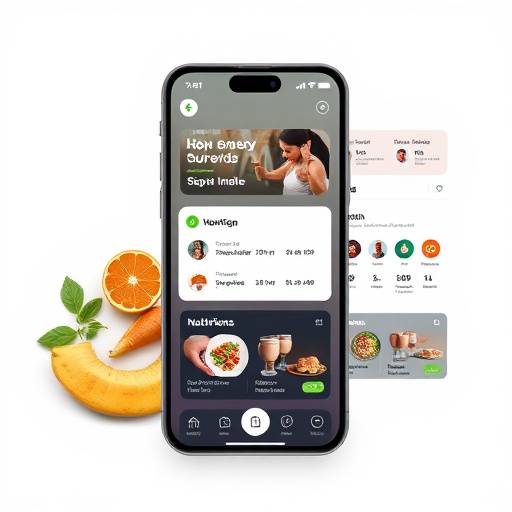 User flow diagram for 'HealthHub' fitness app, outlining the key steps for users to track their workouts and nutrition.
