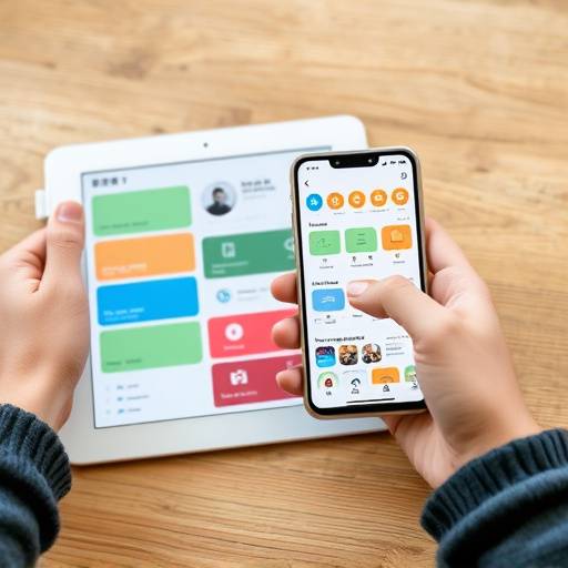 User interface design on a tablet and smartphone screen