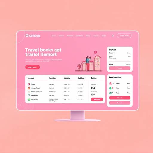 Wireframe prototype for a travel booking platform, illustrating the user journey from search to checkout.